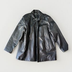 Nicole Miller Men’s Black Leather Jacket Size XL Soft Zip Button Pockets Lined